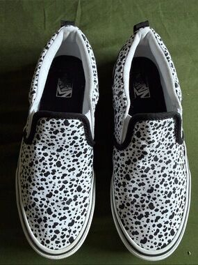 Vans Slip-On Sneakers - White with Black Dalmatian Print
